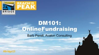 Barb Perell, Avalon Consulting
DM101:
OnlineFundraising
 