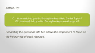 Q1: How useful do you find SurveyMonkey's Help Center Topics?
Q2: How useful do you find SurveyMonkey's email support?
Ins...