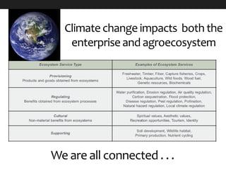Climate change impacts both the
enterprise and agroecosystem
We are all connected . . .
 