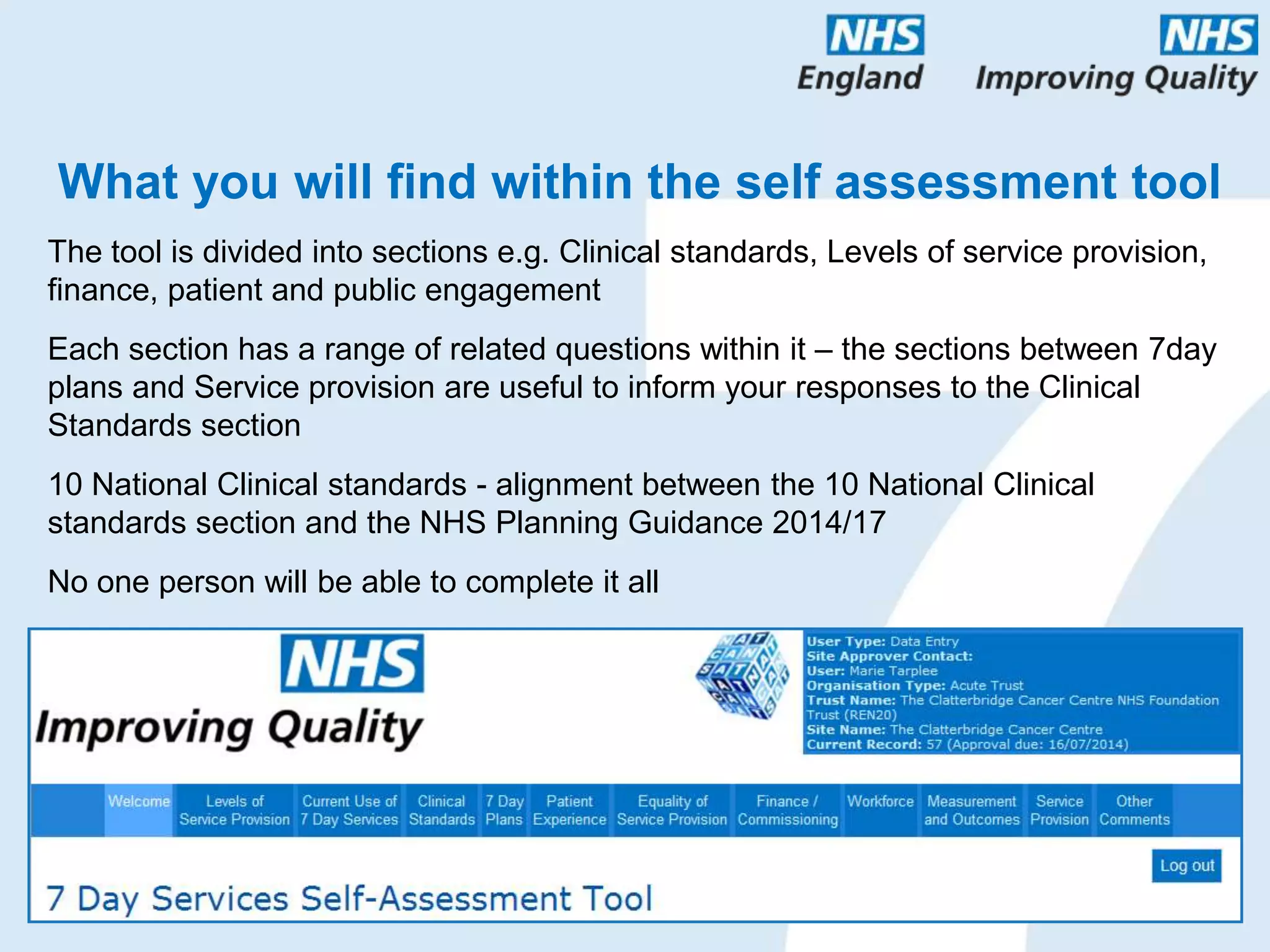 7DayServices self assessment tool | PPT