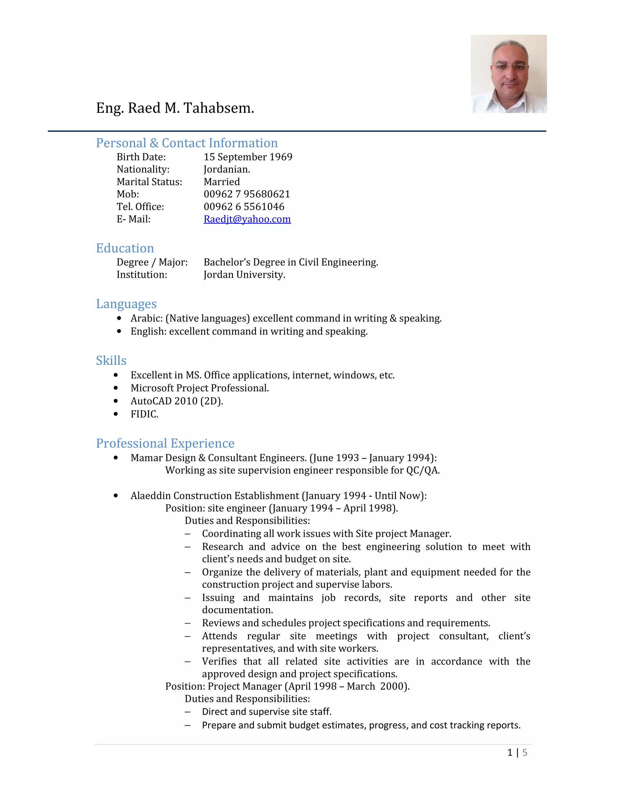 Raed Tahabsem cv+ | PDF