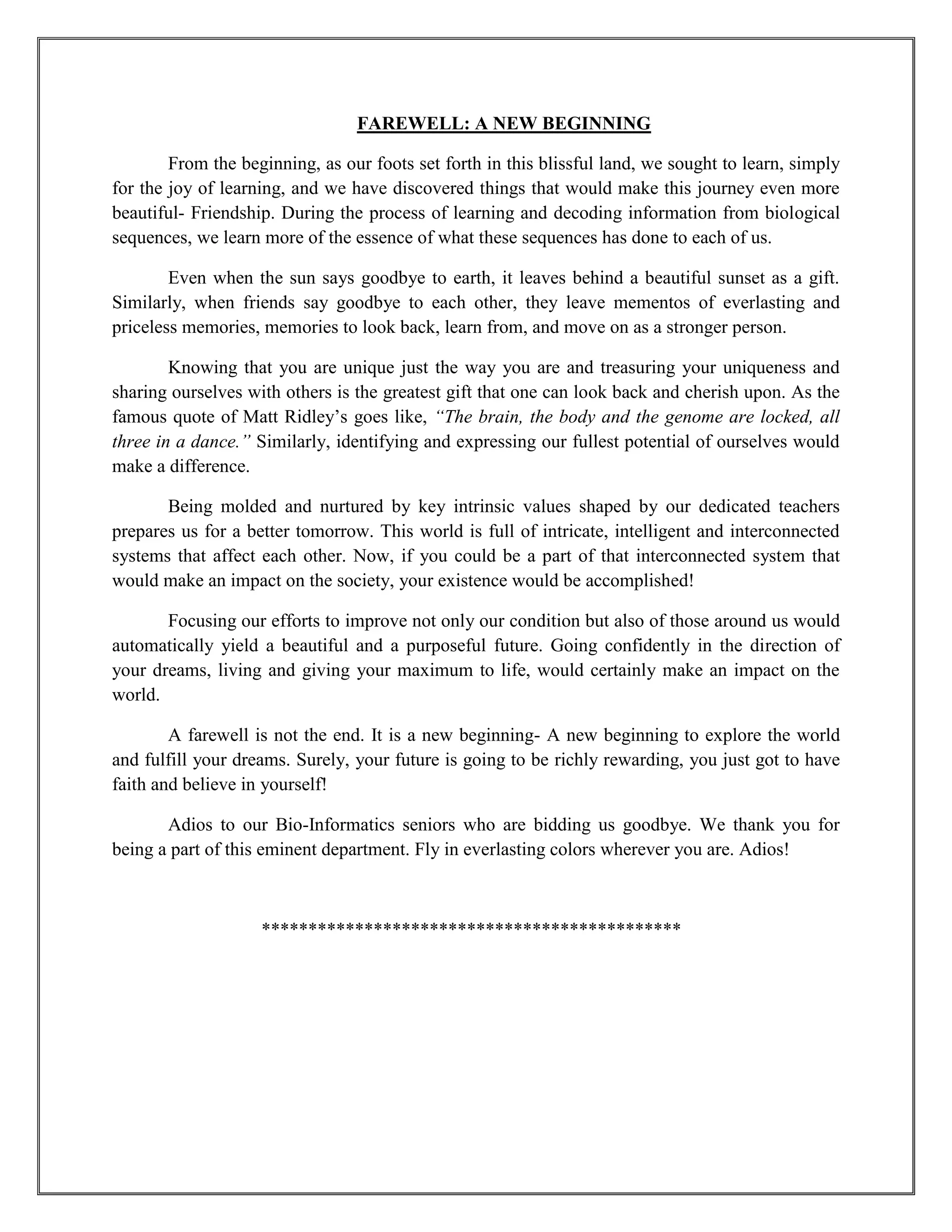 My farewell speech | PDF