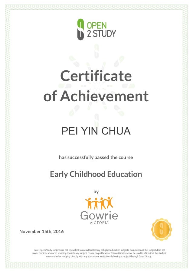 Early Childhhood Edcation Certificate