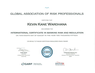 GARP Certificate An. Kevin Kane
