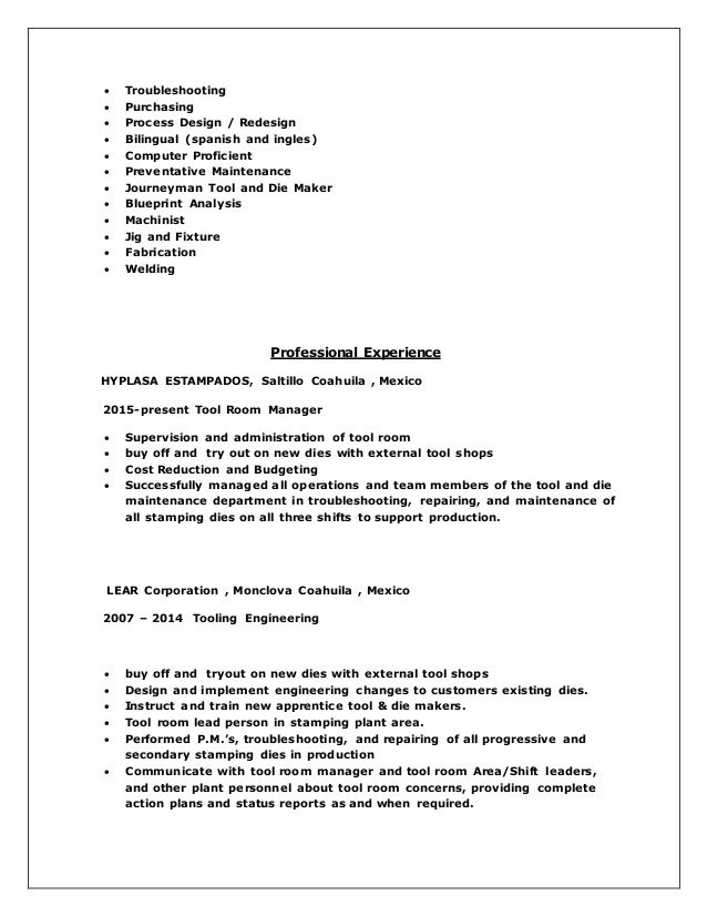 fine tool and die maker resume format adornment resume ideas