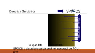 conform DSîn lipsa DS
InteroperableServices
Directiva Serviciilor
SPOCS a ajutat la crearea unei noi genera ii de PCU-ț
uri!!!
 