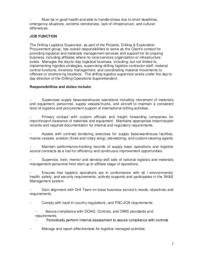resume for logistics coordinator