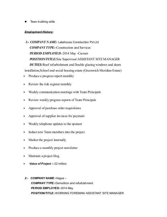 rodwell murwisi cv site manager 1 cv procurement manager