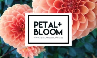 Bloom
Petal
WWW.PETALANDBLOOM.CO.NZ
+
 