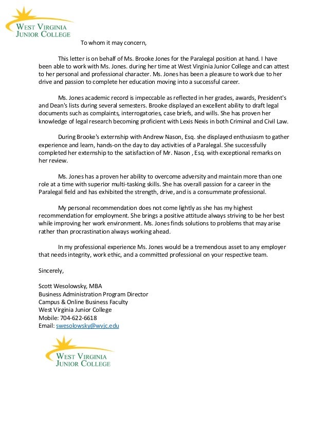 scott reference letter recommendation letter for paralegal