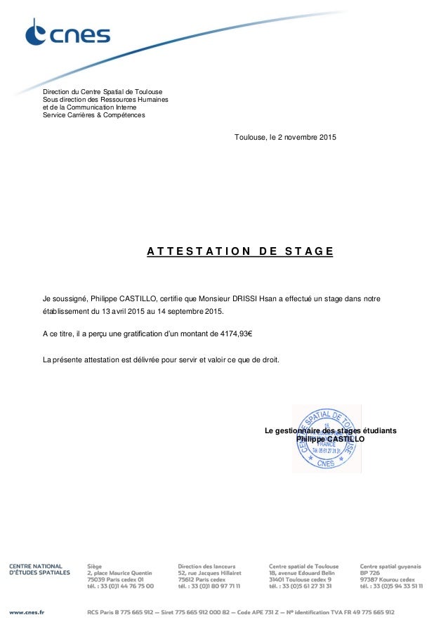 Modele Attestation De Stage En Entreprise