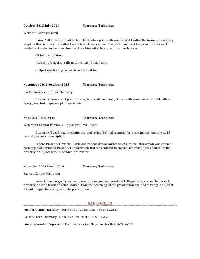 cvs pharmacy resume