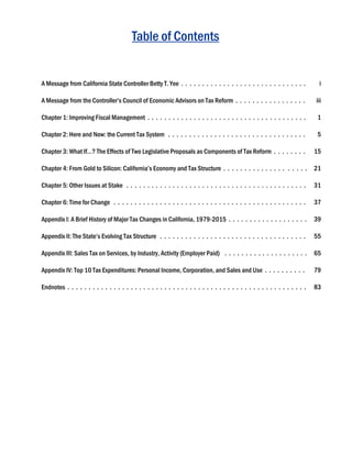 Table of Contents
A Message from California State Controller Betty T. Yee . . . . . . . . . . . . . . . . . . . . . . . . ...