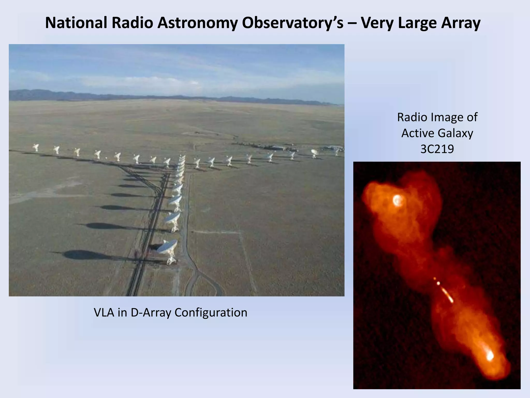Radio Image of
Active Galaxy
3C219
VLA in D-Array Configuration
National Radio Astronomy Observatory’s – Very Large Array
 