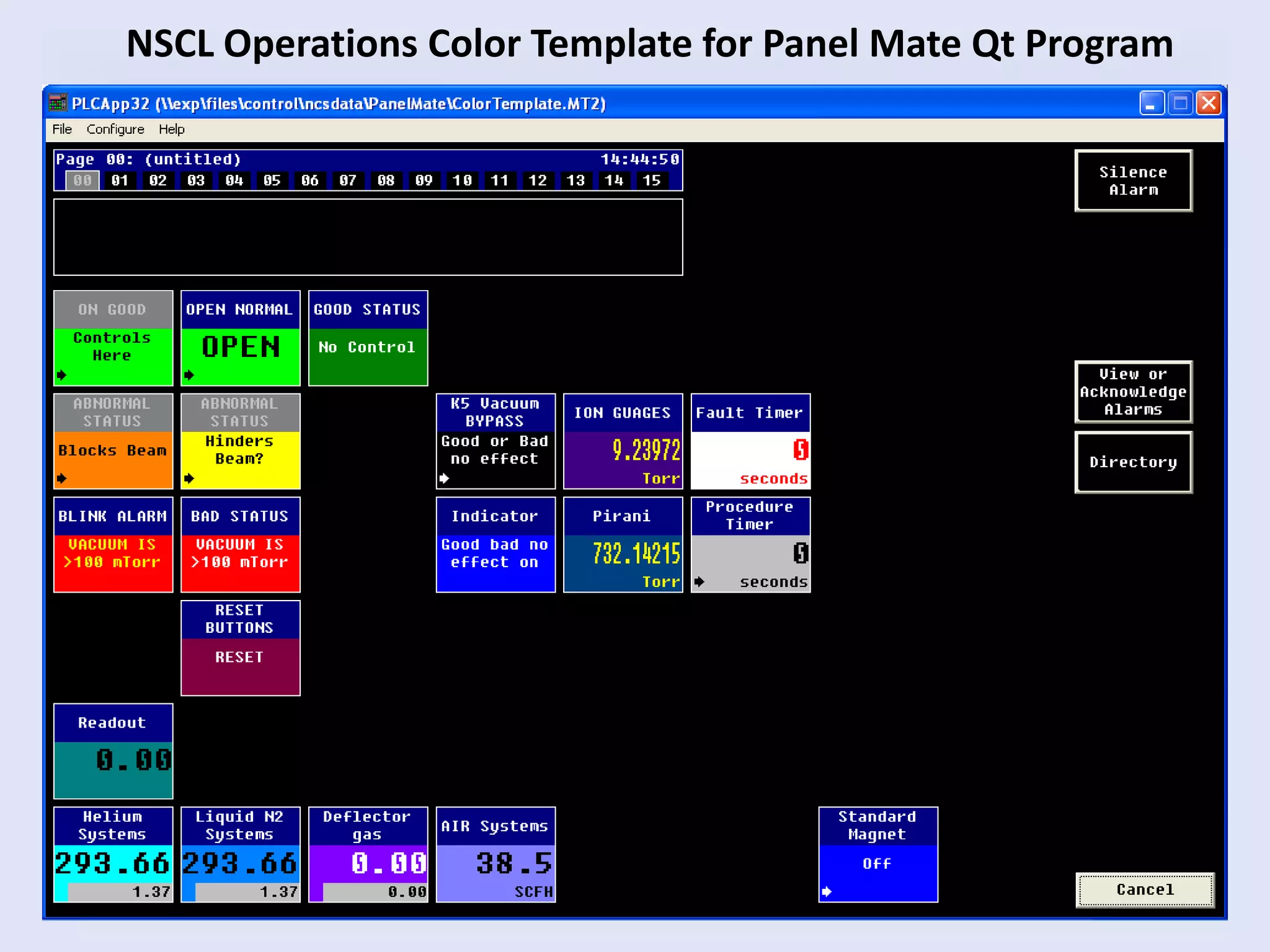 NSCL Operations Color Template for Panel Mate Qt Program
 