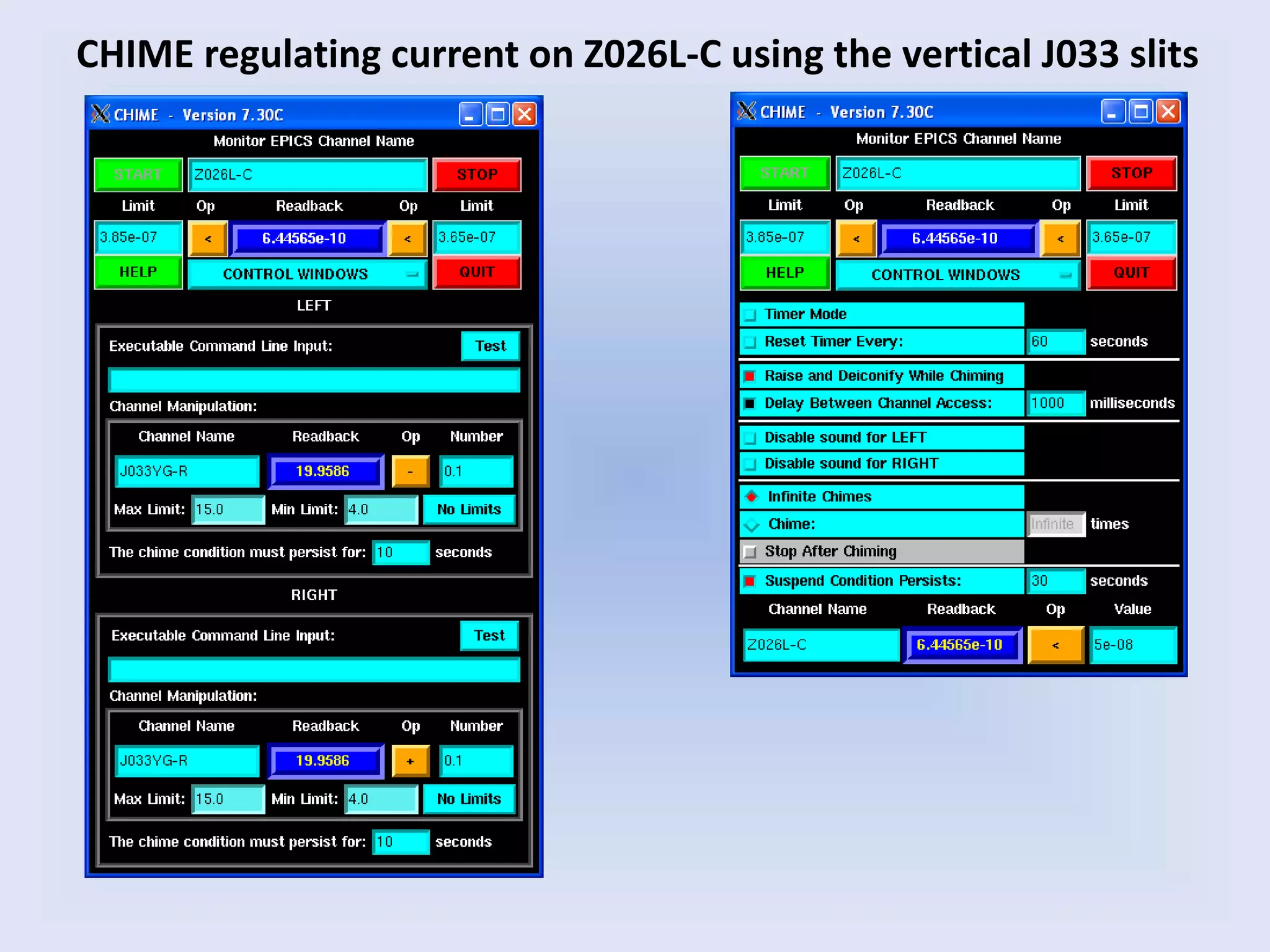 CHIME regulating current on Z026L-C using the vertical J033 slits
 