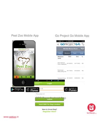 www.webizz.in
Peel Zoo Mobile App Go Project Go Mobile App
GPS Bags Android App
 
