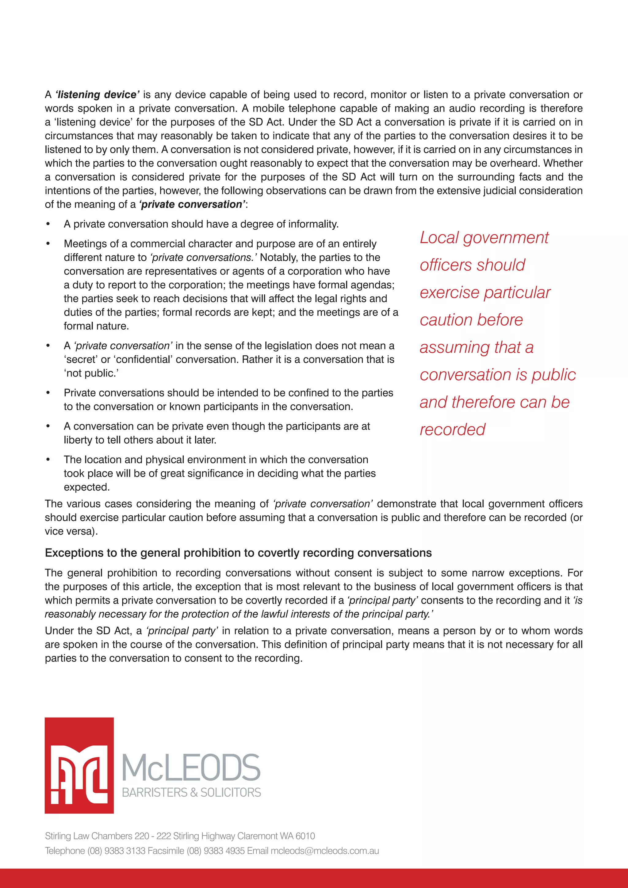 Recording conversations without consent PDF