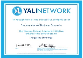 Fundamentals of Business Expansion
Augustus Emenogu
June 04, 2015
 