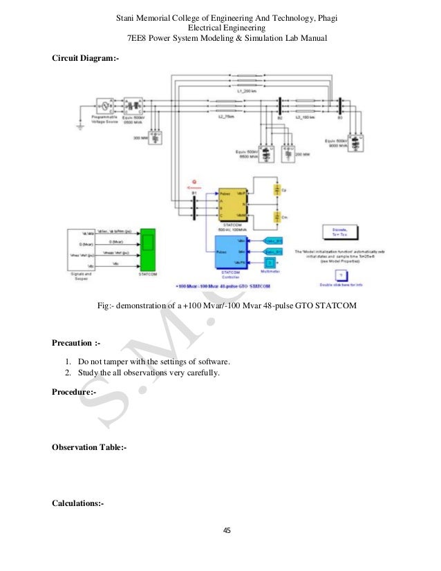 Power System Modelling And Simulation Lab