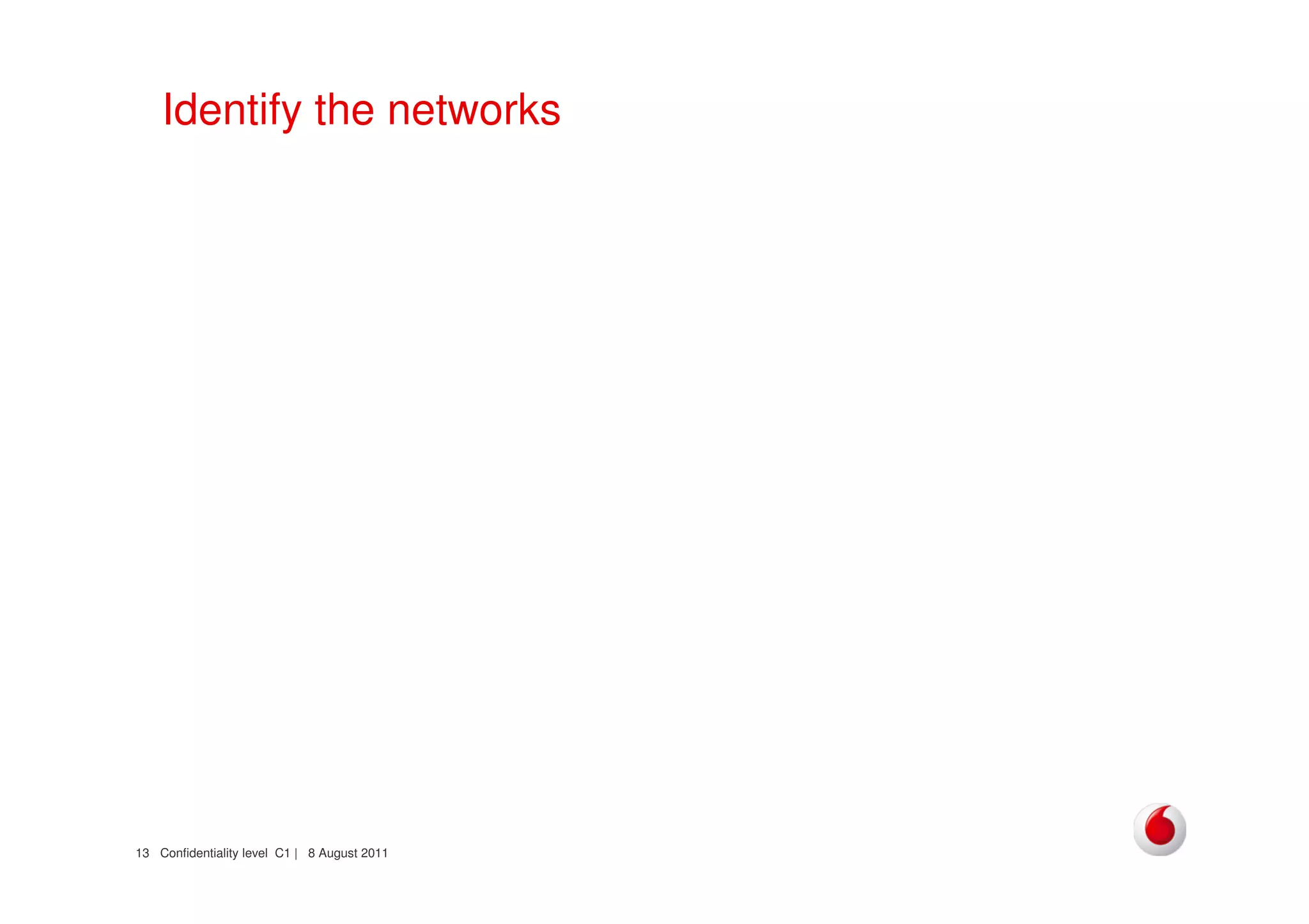 Confidentiality level C1 | 8 August 201113
Identify the networks
 