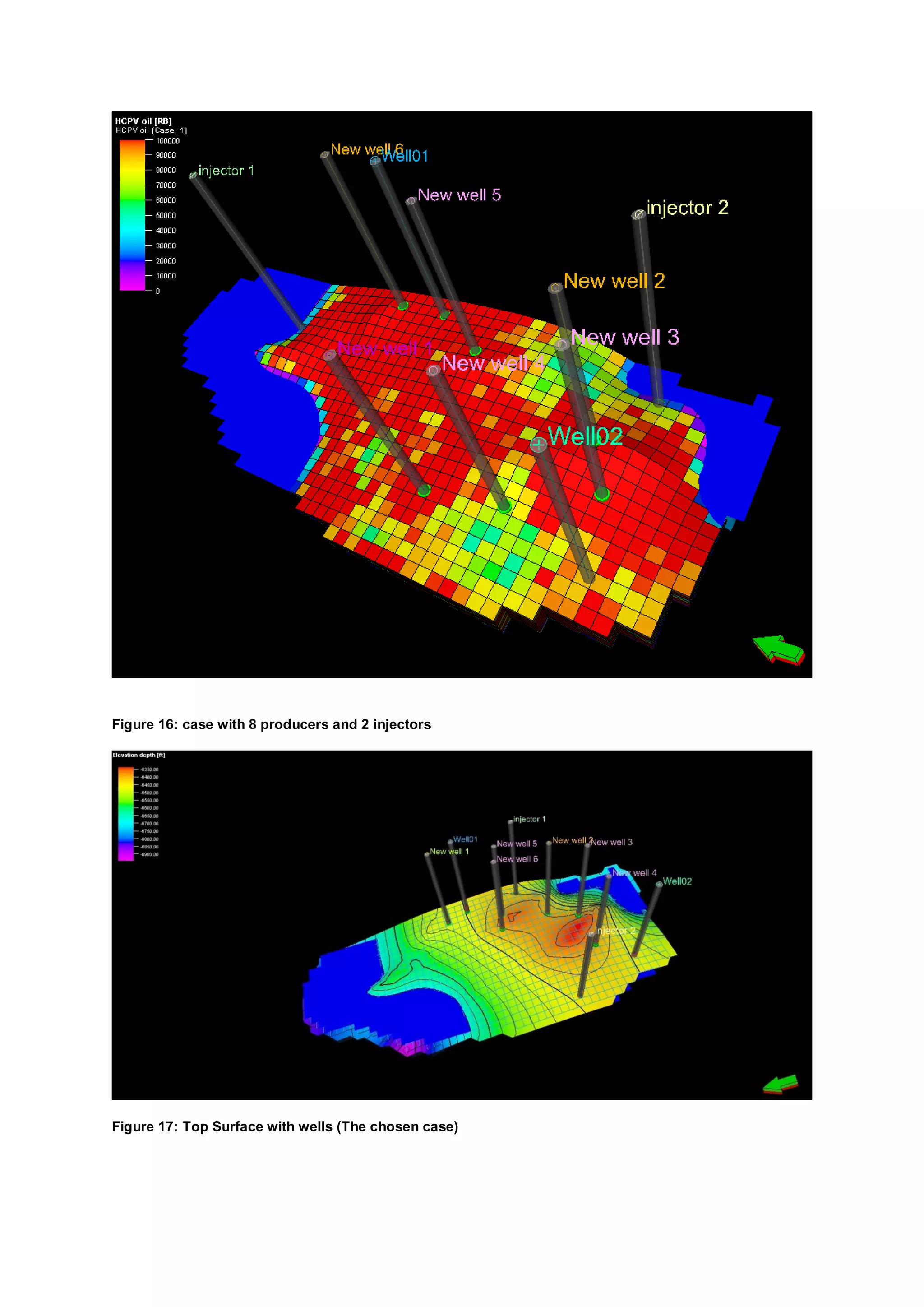 Figure 16: case with 8 producers and 2 injectors
Figure 17: Top Surface with wells (The chosen case)
 