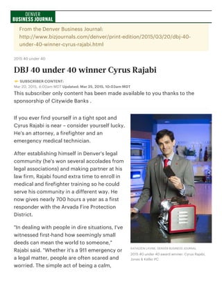 DBJ 40 under 40 winner Cyrus Rajabi - Denver Business Journal