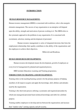 PROJECT - TRAINING AND DEVELOPMENT | PDF