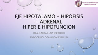 EJE HIPOTALAMO – HIPOFISIS
– ADRENAL
HIPER E HIPOFUNCION
DRA. LAURA LUNA VICTORIO
ENDOCRINÓLOGA HNGAI ESSALUD
 