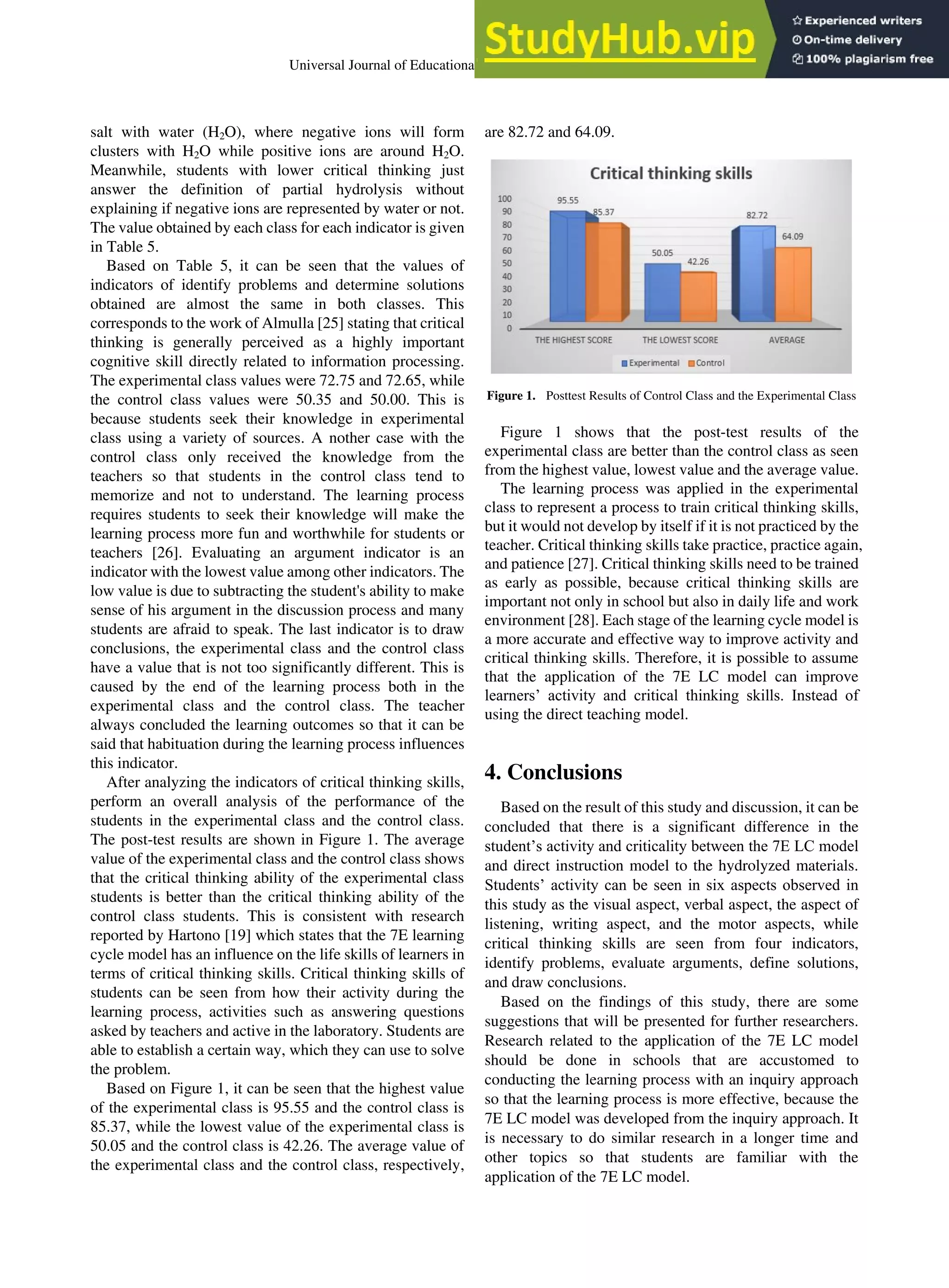 7E Learning Cycle Model Implementation Students Activities And Critical ...