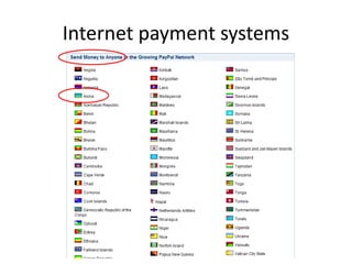 Internet payment systems
 