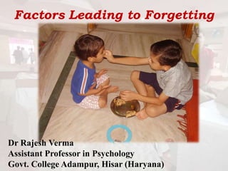 Factors Leading to Forgetting
Dr Rajesh Verma
Assistant Professor in Psychology
Govt. College Adampur, Hisar (Haryana)
 