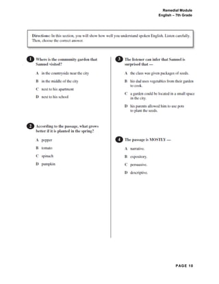 PAGE 10
Remedial Module
English – 7th Grade
 