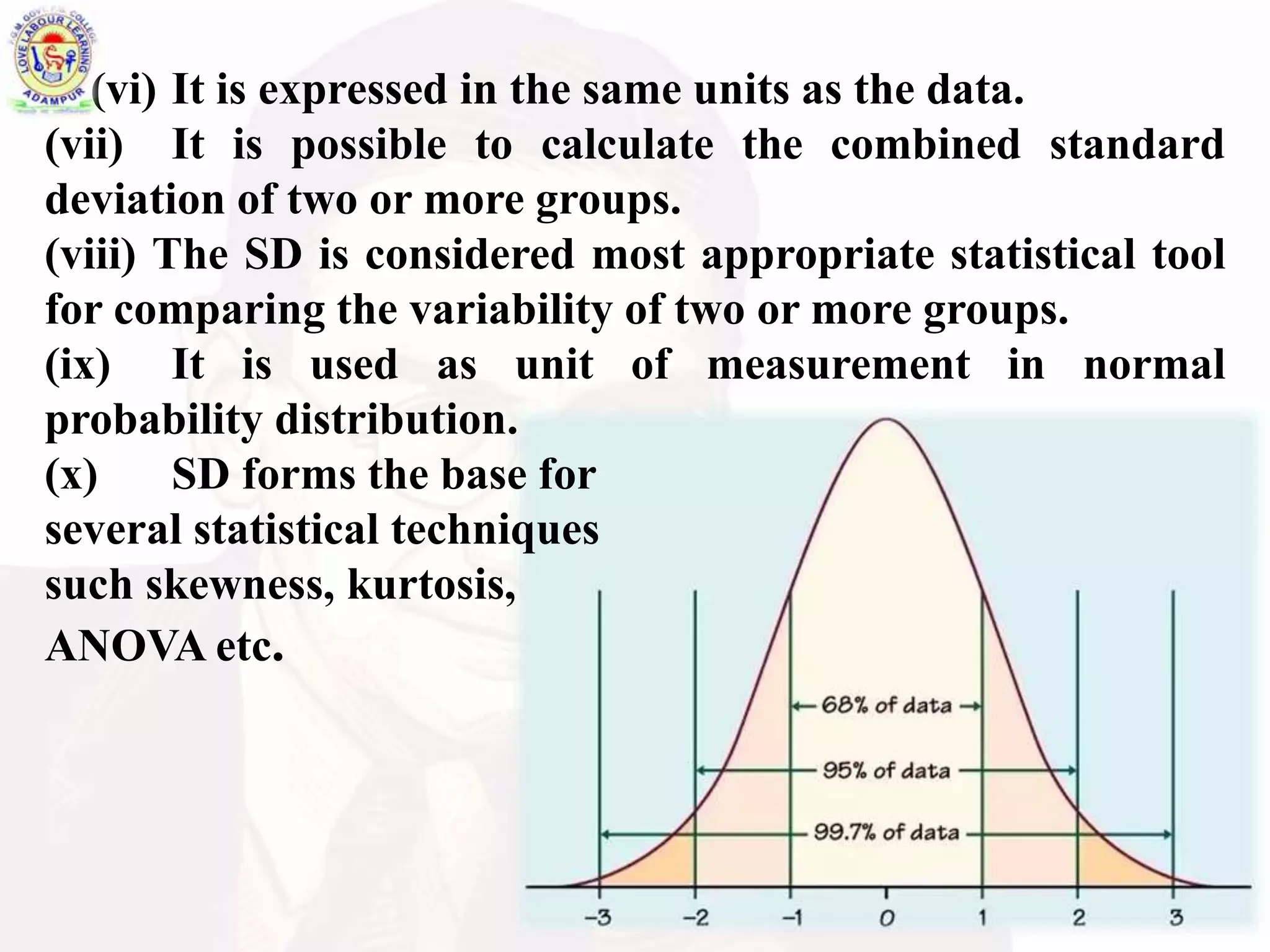 Standard Deviation (Meaning, Characteristics and Calculation) PPT