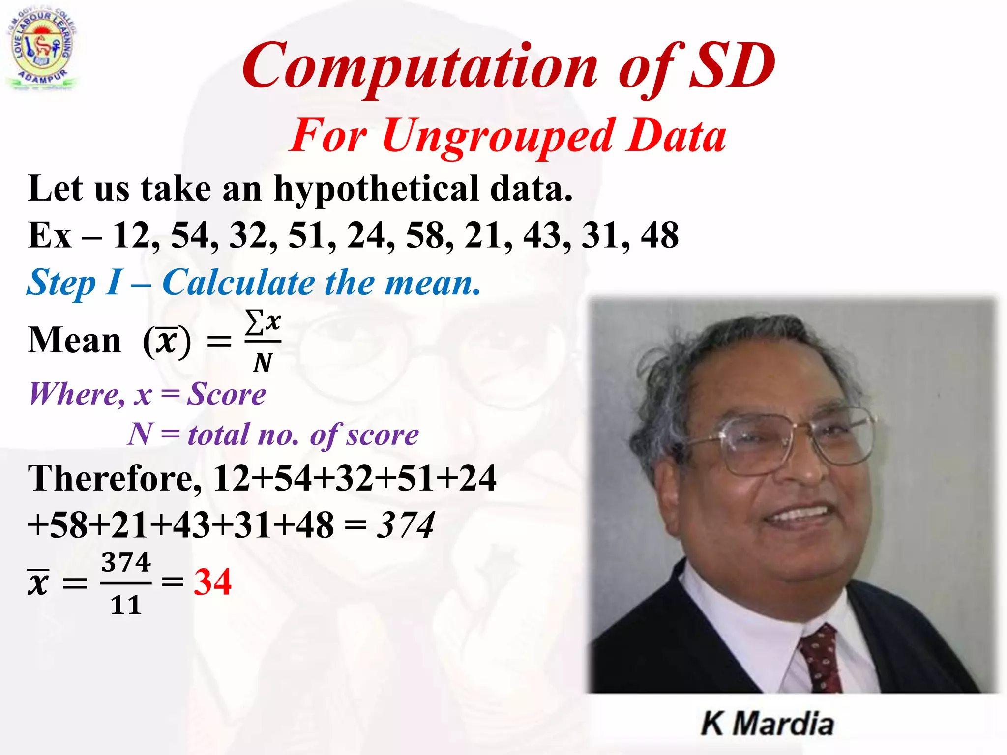 Standard Deviation (Meaning, Characteristics and Calculation) PPT