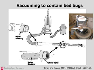 Vacuuming to contain bed bugs
Jones and Boggs. 2001. OSU Fact Sheet HYG-2158.
 