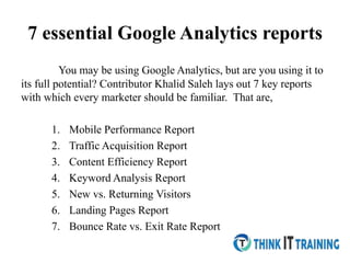 7 essential google analytics reports | PPTX