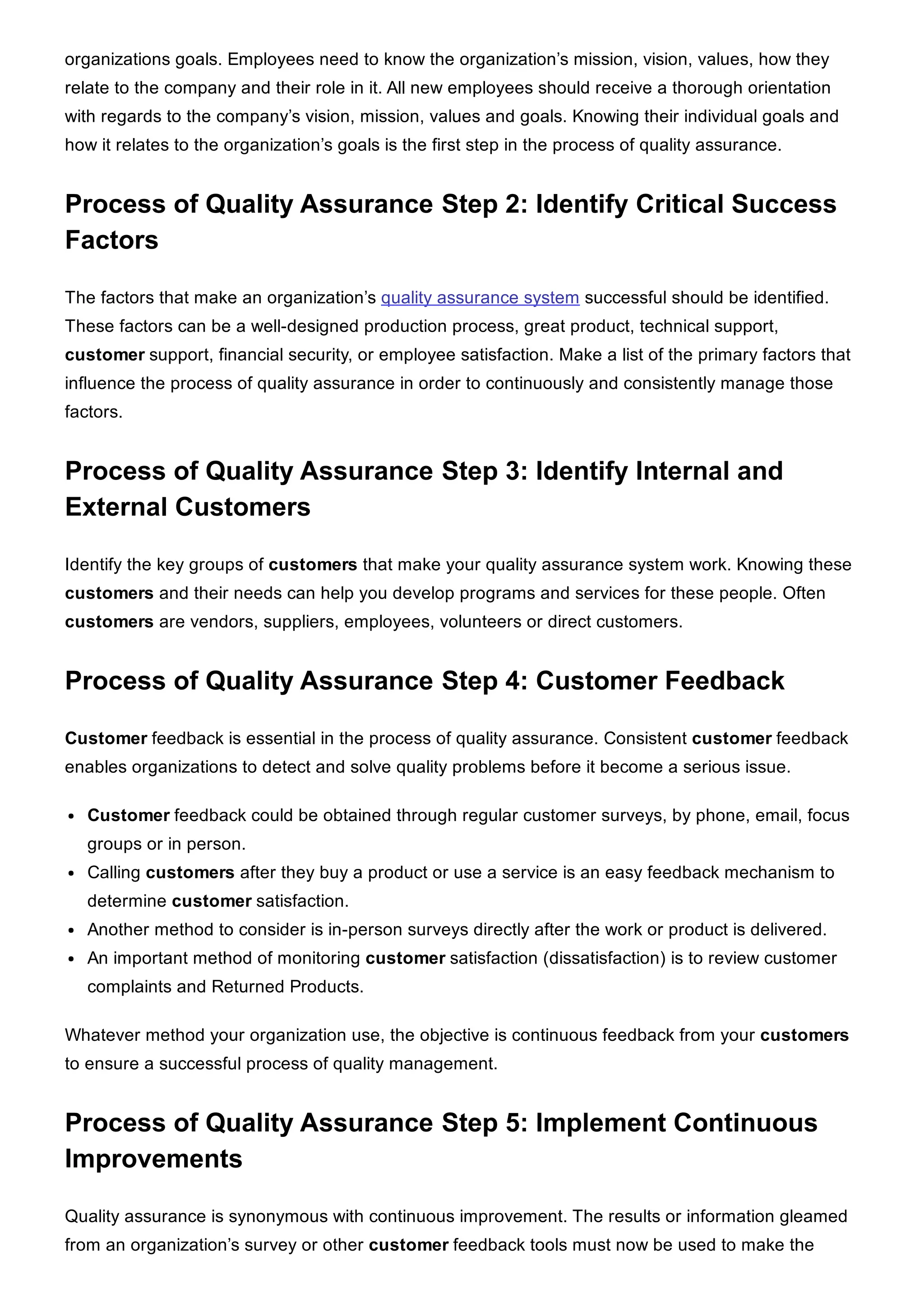 7 essential steps to implementing a process of quality assurance | PDF