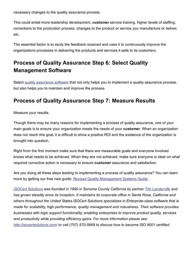7 essential steps to implementing a process of quality assurance | PDF