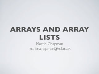 Programming in Java: Arrays and Array Lists | PDF