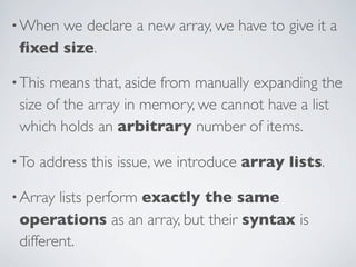 Programming in Java: Arrays and Array Lists | PDF