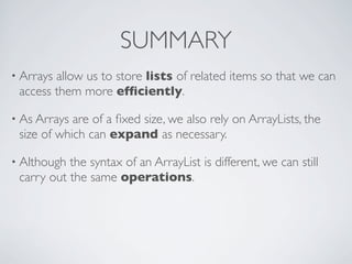 Programming in Java: Arrays and Array Lists | PDF