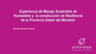 Experiencia de Manejo Sostenible de
Humedales y la construcción de Resiliencia
de la Provincia Datem del Marañón
Yolanda Guzmán Guzmán
 