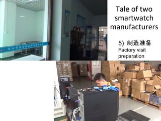 Tale of two
smartwatch
manufacturers
5) 制造准备
Factory visit
preparation
 