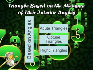 Triangle Based on the Measure
    of Their Interior Angles
 