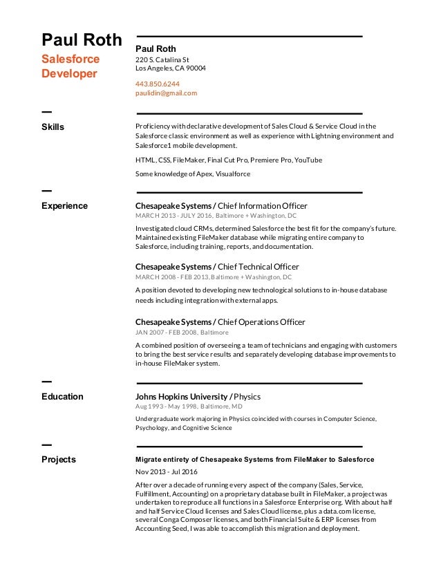 resume salesforce 1sheet salesforce experienced resumes
