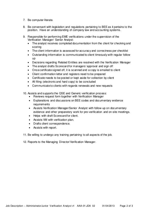 accounting analyst job description