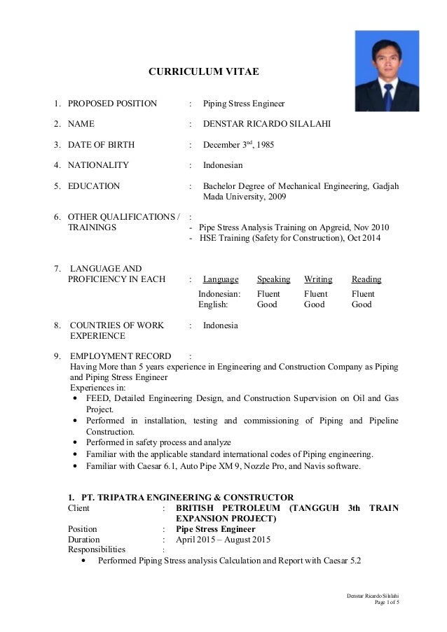 Piping stress engineer resume