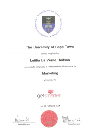 Marketing UCT Certificate