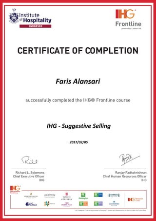 Faris Alansari
IHG - Suggestive Selling
2017/02/05
 